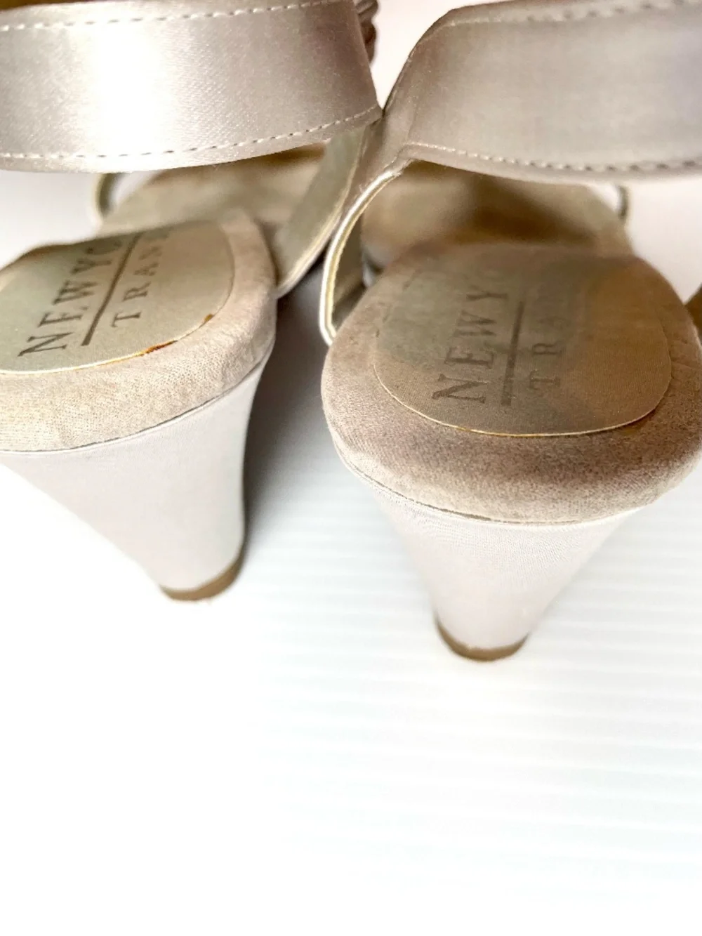 New York Transit Rhinestone-embellished T-strap Wedge Sandals, Size 7